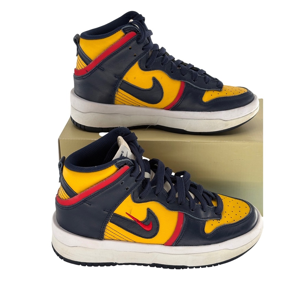 Nike Sneakers Dunk Up Rebel High Michigan Women Size 6 Blue Yellow‎